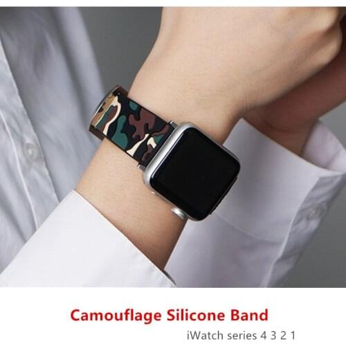 Camouflage strap for Apple watch 6 band 44mm 40mm iWatch bands 42mm 38mm Silicone sport bracelet watchband for series 5 4 3 44