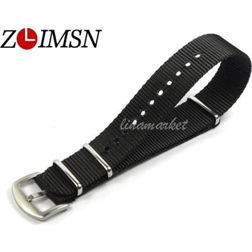 ZLIMSN 22mm Watch Strap Nylon Watchbands Black Color Watchbands Fabric Straps Watches Men Women Relojes Hombre