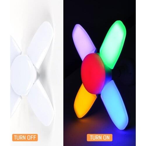 RGB LED Deformable Lamp 60W Fan BladeLed Bulb E27 Garage Light AC220V Fan Light LED Corn Bulb Lamp Home RGB Lighting Bulb