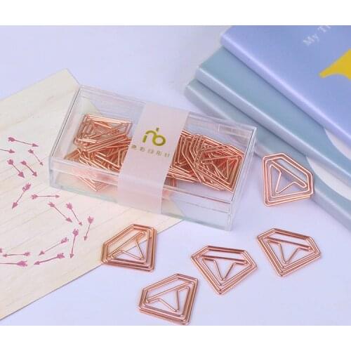 Rose Gold Diamond Paper Clip Cute Gold Pin Paper Clip Office Accessories Paperclips Gadget Metal Paper Clips Bookmark Paperclip