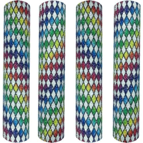 Grid Prismatic Ultra Chunky Rainbow Glitter PU Leather Sewing Fabric DIY Bow Craft Clothing Earring Making Doll Material