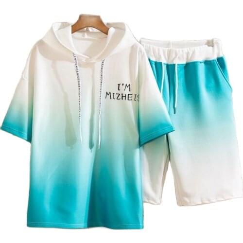 Ice silk suit male short-sleeved T-shirt loose casual summer Korean version of the trend of handsome clothes men popular logo