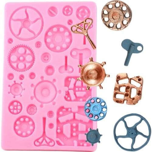Gear Silicone Molds DIY Sugarcraft Cupcake Topper Mould Chocolate Fondant Cake Decorating Tools Candy Polymer Clay Moulds