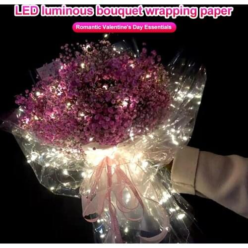 LED Waterproof Flower Floral Bouquet Wrapping Paper Clear Cellophane Transparent Packaging Paper DIY Gift Paper Florist Supplies