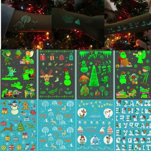 Luminous Tattoos Glow In The Dark Childrens Temporary Tattoos Kids Christmas Fluorescent Waterproof Cute Stickers