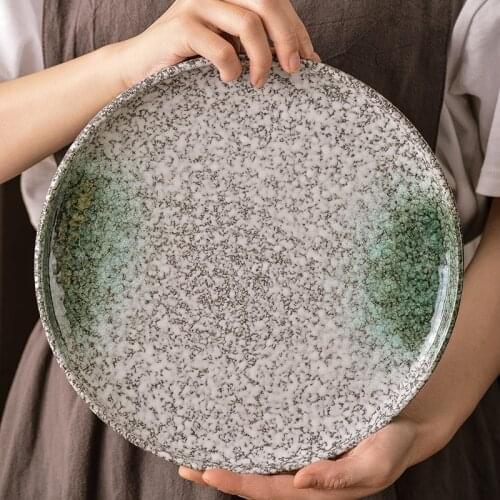 Japanese Steak Plate Ceramic Western Food Plate Flat Home Retro Dinner Plate Dessert Cake Plate Restaurant Kitchen Tableware