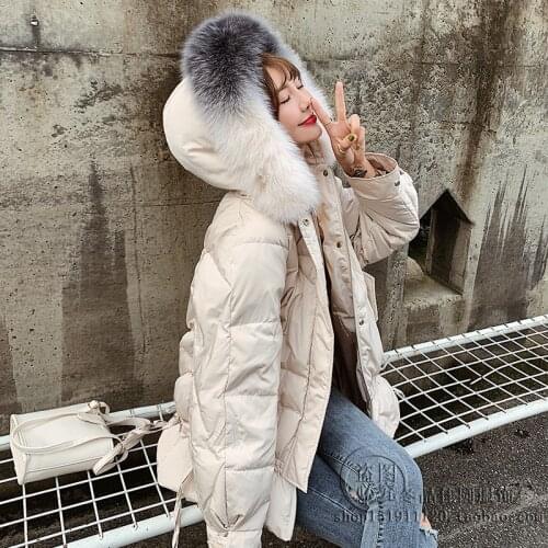 Anti-season sale big colorful fox fur down jacket female feather embroidery big fur hooded was thin warm duck down coat wq2565