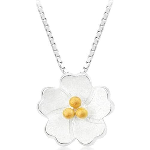 WYEAIIR Literary Sweet Cute Cherry Blossom Fresh Personality 925 Sterling Silver Clavicle Chain Female Necklace