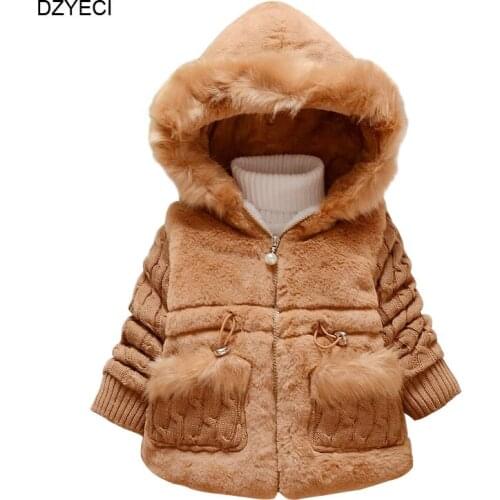 DZYECI Winter Faux Fur Coat For Baby Girl Jacket Clothes Christmas Costume Kid Boutique Hooded Warm Parka Child Bebe Overcoat