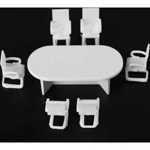 1 Sets White Plastic Dining/Conference Table Chair Model 1:50 For Barbie Dollhouse Furniture Decoration Height 19mm/0.75"