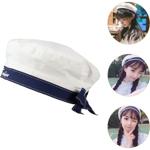 1Pc White Navy Sailor Hat All-matched Hat Stylish Beret Hat Uniform Hat