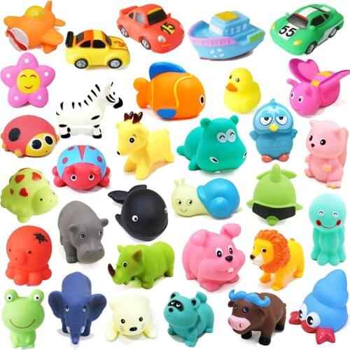 1PCS Mixed Animals Bath Toys Swimming Pool Water Toys Soft Floating Rubber Duck Squeeze Sound Squeaky Bathing Toy for Baby Gifts