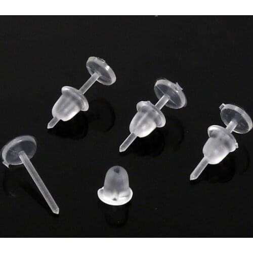 100Pcs Invisible Plastic Earrings Blank Pins Stud Tiny Head Earring Posts and Back Jewelry Findings DIY Supplies