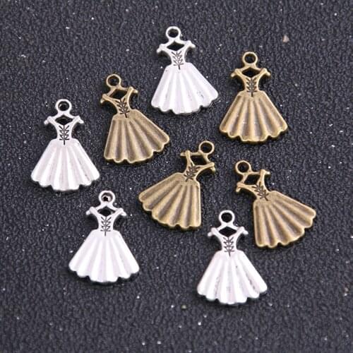 12PCS New Product Two Color French Retro Girl Skirt Charms Pendant Jewelry Metal Alloy Jewelry Marking
