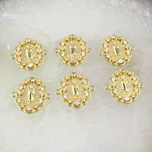 15mm 15pcs/lot High quality cz connector,religion cubic zircon charm jewelry,bracelet/necklace component wholesale