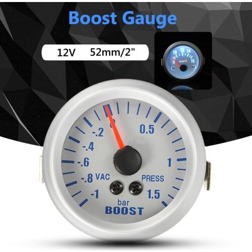 2 inch 52mm white blue phantom for Pointer Turbo Boost Vacuum Meter Gauge -1 1.5 BAR 12V