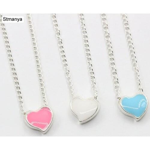 2Piece /Lot Heart Necklace - Hot Sale New Fashion Cute Small Love Heart Sweater Chain Heart Necklace #1-19102