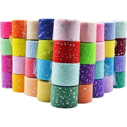 25Yards Sequins Tulle Roll 5cm Spool Tutu Wedding Decoration Mariage Fabric Glitter Tulle DIY Craft Birthday Party Supplies
