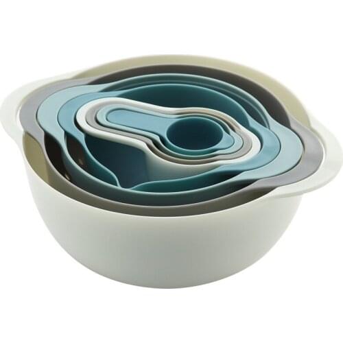 8Pcs/Set Mixing Bowls Free Nesting&Stackable Bowls Set Measuring Spoons Home Storage Organizer Colander Sifter Large Bowls Kitch