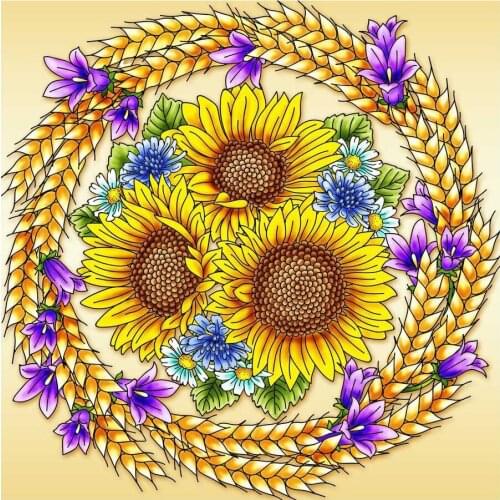 5D DIY Wheat Wreath Sunflower Diamond Painting Full Drill Embroidery Cross Stitch Mosaic Crafts Home Decor Kits Christmas Gift