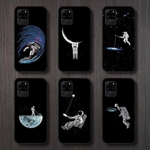 Astronaut Black Case Phone Case For Samsung A32 A51 A52 A71 A50 A12 A21S S10 S20 S21 Plus Fe Ultra