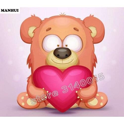 DIY Diamond Painting Cross Stitch Cartoon Bear Needlework Home Decor Full Rhinestone Mosaic 5D Diamond Embroidery ABC246