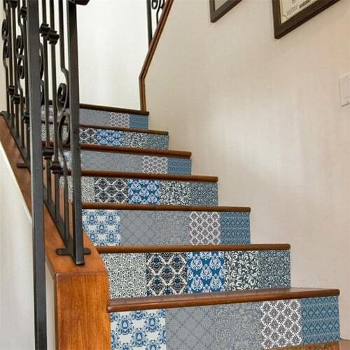 Palace Vintage Stairs Sticker Self-adhesive Removable Damascus Style Stair Wallpaper For Home Corridor Decor Staircase DIY Decal