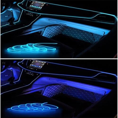 2M Car Interior Lighting Neon Light Garland Wire EL Wire Rope Tube Ambient LED Strip Decoration Flexible Tube 8 Colors Auto Led