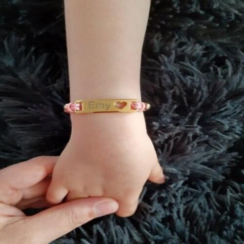 Engraving Nameplate Bracelet Rope Chain Bracelets Personalized Name Birthday Lucky Numbers Adjustable Bangle For Girl Baby Gifts