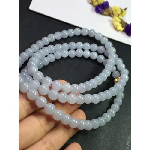 Emerald Ice Purple Bracelet Natural A Goods Burma Jade Necklace Violet 7.2 mm 108 Necklace Jade Sweater Chain eb2985