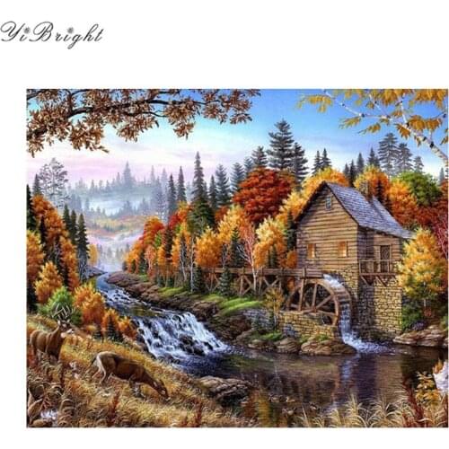 Water Truck Village River Landscape DIY Full Square Diamond Embroidery Painting Cross Sttich Mosaic Home Decor YQ