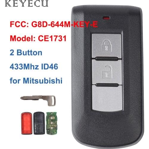 Keyecu Smart Remote Key Fob 2 Button 433Mhz PCF7952 ID46 for Mitsubishi Lancer Outlander ASX FCC: G8D-644M-KEY-E