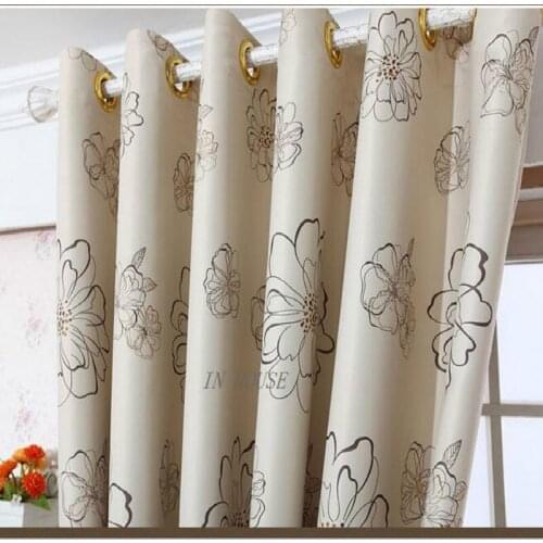 Korea stylish drapes beige Curtains for Living Room,Window simple printed shade cloth fabric for curtains for Bedroom