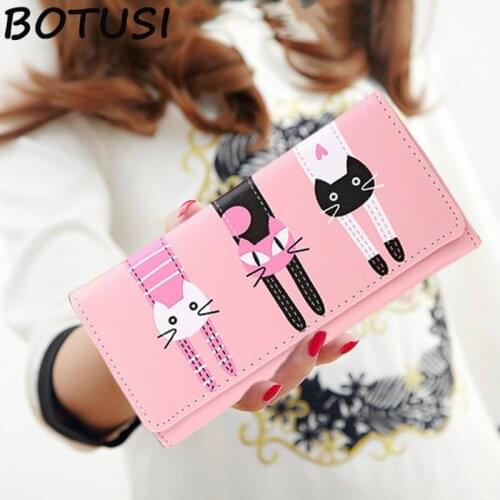 BOTUSI Wallet Female Coins Cute Women Long Women Wallets Zipper Purses Hot Change Credit Phone Card Holder Coin Purses for Girls