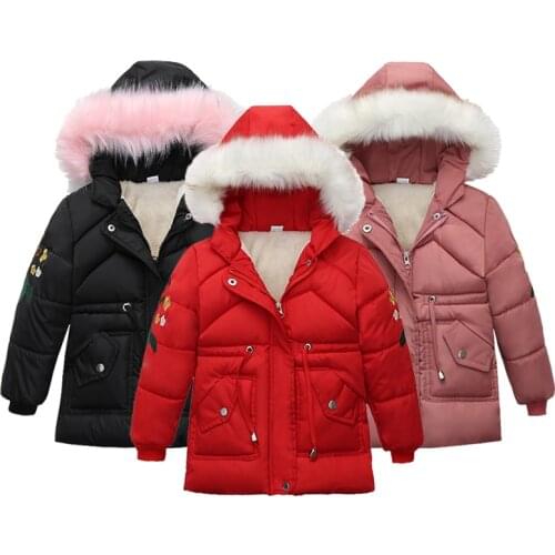 Girls Hooded Jackets 2020 Winter Kids Outerwear Baby Girl Warm Thick Zip Jacket Children Clothing For 4-6 Years Coats Outerwear
