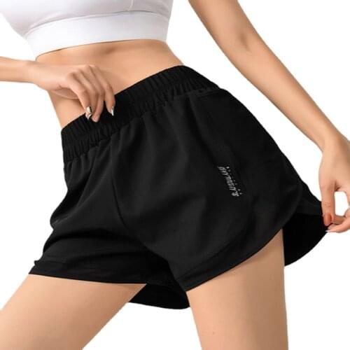Summer running mesh stitching shorts ladies 2 in 1 marathon quick-drying shorts gym loose sports shorts breathable yoga shorts