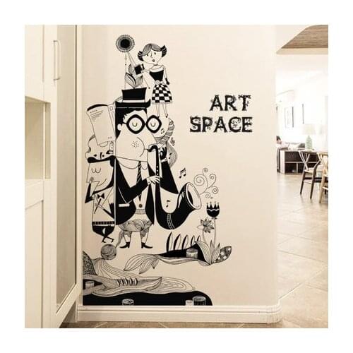 Fashion Black And White Wall Sticker Abstract Character Personality Modernity Study Room Wall Decor Corridor Porch Stickers