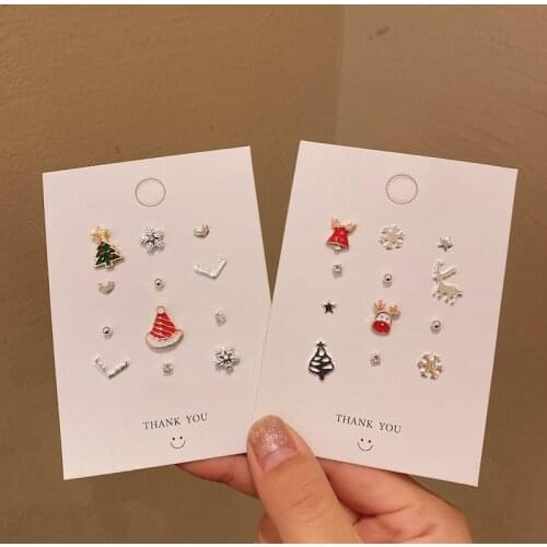 Fashion S925 Christmas Series Earring Set Reindeer Simple Girl Small Geometric Winter Christmas Earring Trend