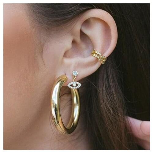 2021 Gold Silver Color Fashion Jewelry Lucky Cute Small Eye Charm Turkish Evil Eye Paved CZ 925 Sterling Silver Dangle Earrings