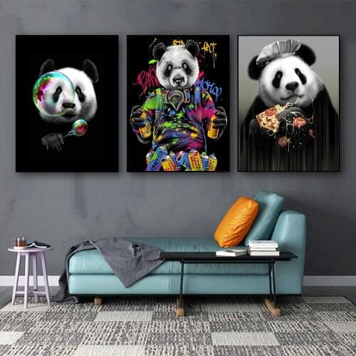 Cartoon Lovely Panda Dessert Canvas Posters Animals Canvas Paintings Prints On The Wall Art Picture For Kids Room Wall Decor