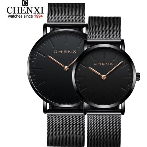 CHENXI Brand Fashion Lovers Wristwatches Men Women Watches Women Mesh Strap Quartz Watch Casual Man Clock Ultra Thin Watches