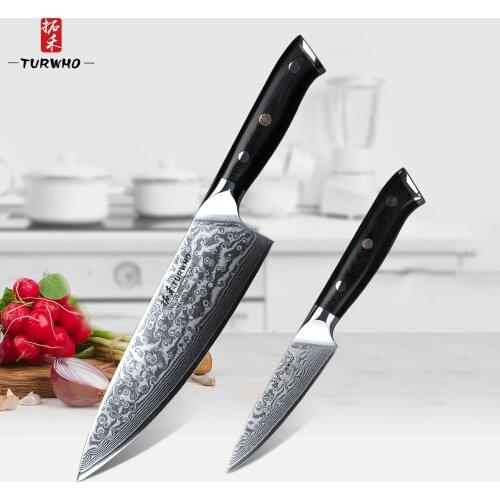 TURWHO 2PC Kitchen Knives Set Meat Cleaver Vegetables Fruit Paring Knife Stainless Steel Japanese Style Sharp Kitchen Chef Knife