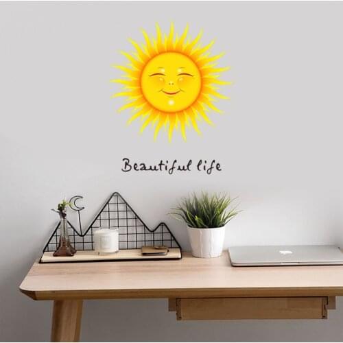 Wall Stickers Sun Smiley Pattern Removable Self-Adhesive Stickers Living Room Child’s Bedroom Decorative Wallpaper Home Decor