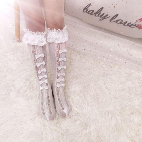 Japan Anime Lolita Socks Cosplay Bowknot Loose Socks Lace Maid Knee Highs