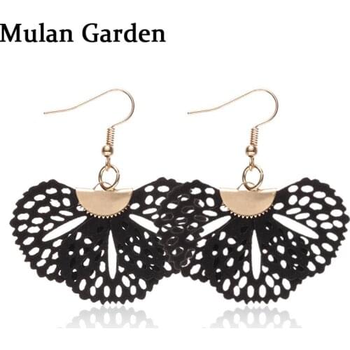 M&G New Hollow Sector Flower Fashion Copper Earrings New Creative Personality Pendant Dangle Earrings Women Accessories Gifts