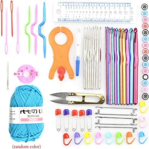 New Product 1 Piece Rose Red Leather Sleeve Crochet Set Alumina Iron Crochet Set With Accessories DIY Sewing Accessories