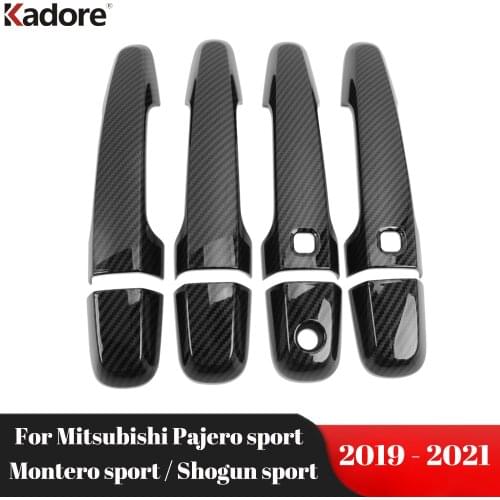 Door Handle Cover Trim For Mitsubishi Pajero sport/Montero sport/Shogun sport 2019 2020 2021 Carbon Fiber Car Accessories