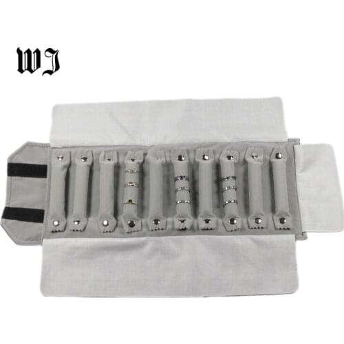 Portable Small Velvet Travel Ring Jewelry Roll Up Bag Soft Case Rolling Rings Storage Organizer Foldable Carrier for Exhibitor