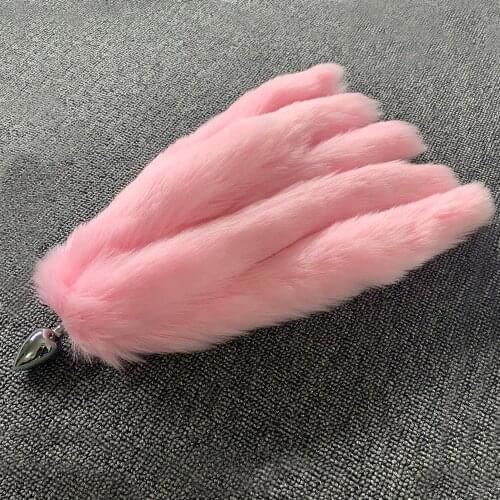 Fox tail plug Pink fluffy butt plug Ass plug steel sexual toy for women BDSM Accessories Five-tailed fox plug intimate things 18