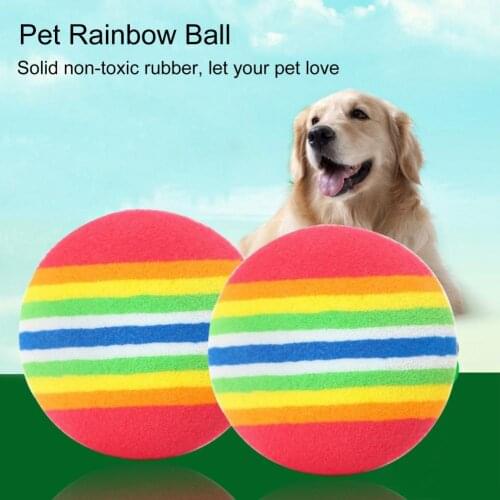 1/5/10Pcs EVA Rainbow Stripes Pattern Foam Bouncy Ball Cat Toy Pet Supplies Colorful Teddy Educational And Entertainment Toys
